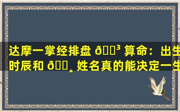 达摩一掌经排盘 🌳 算命：出生时辰和 🕸 姓名真的能决定一生吗
